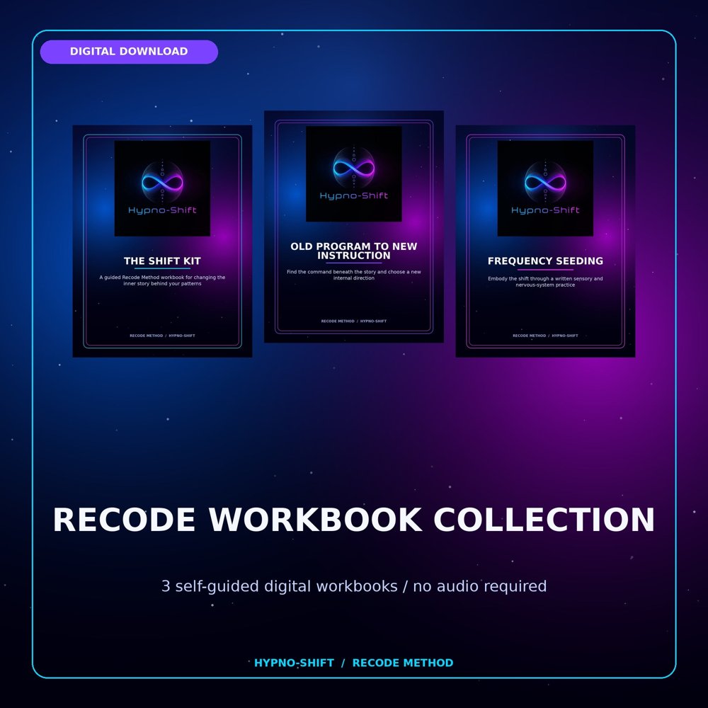 Recode Workbook Collection: The Shift Kit, Old Program to New Instruction, and Frequency Seeding workbook covers